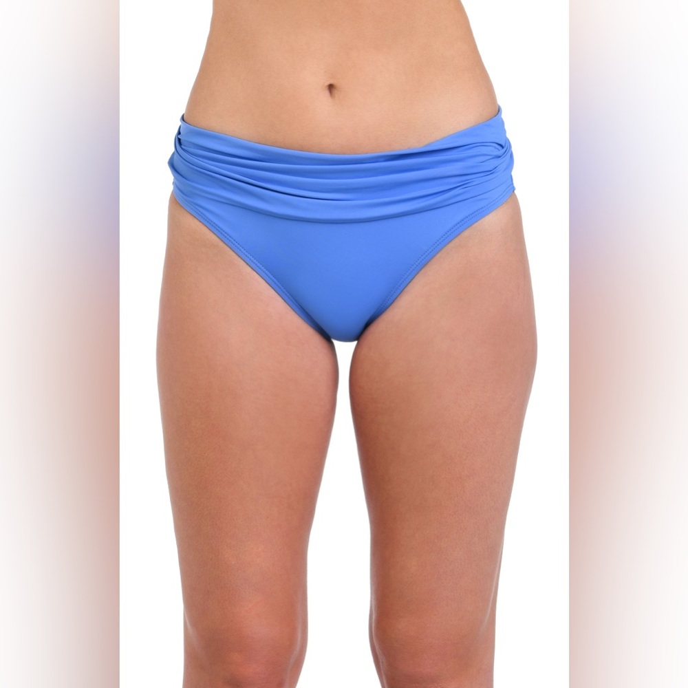 NWOT LA BLANCA Island Goddess Shirred Band Hipster Bottom - Periwinkle Size 6